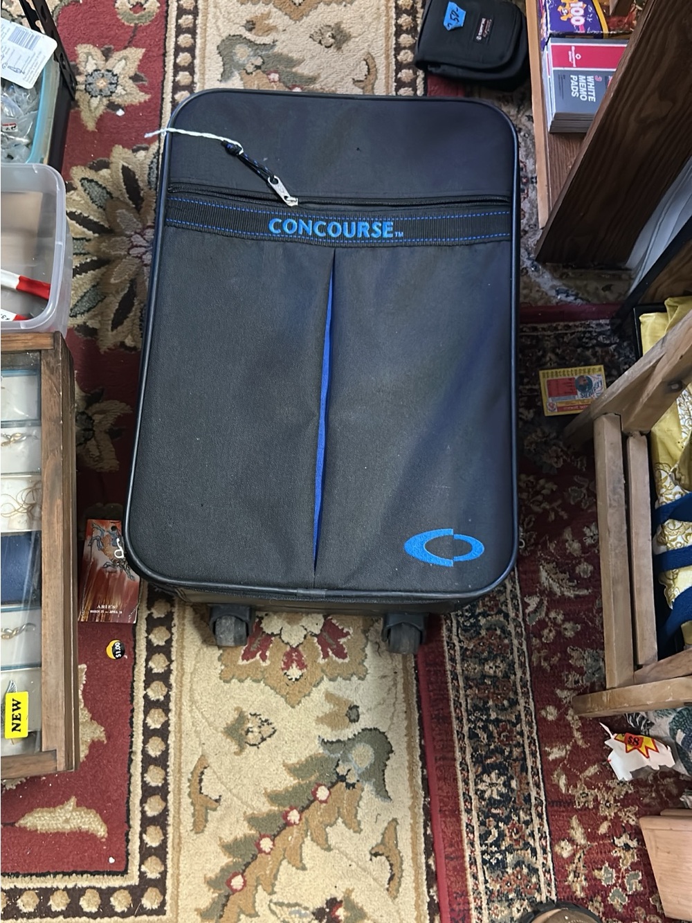 Black and Blue Rolling Suitcase - Compact Travel Spinner